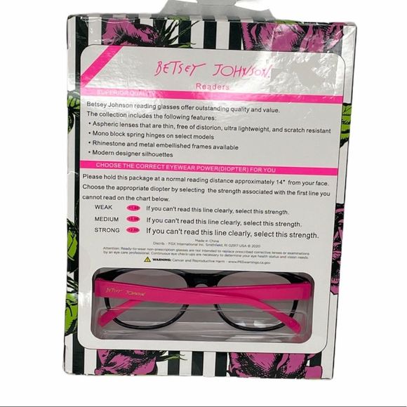 Betsey Johnson Reading Glasses, Strength +2.00 - Picture 3 of 5